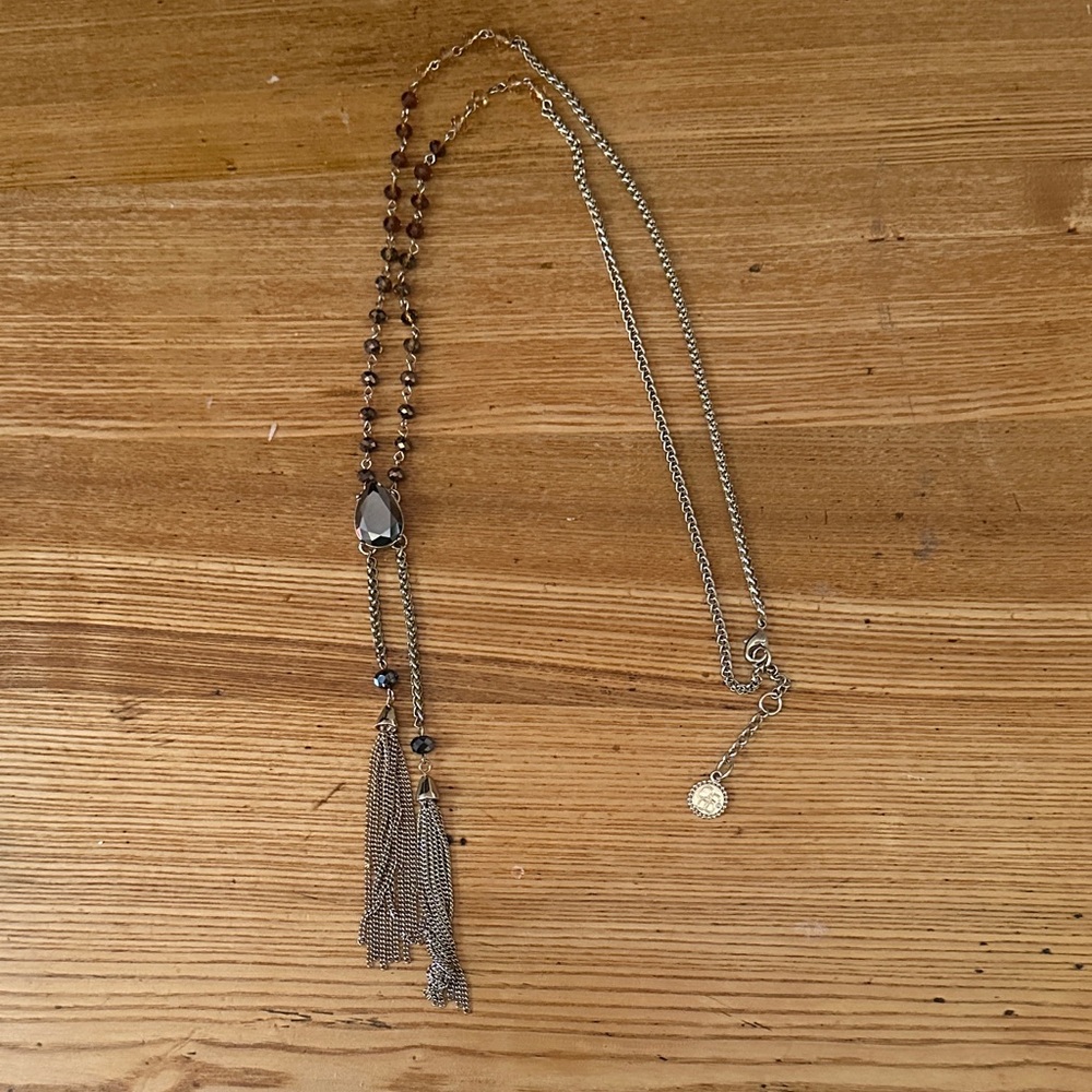 Jessica Simpson Silver and Brown Beaded Necklace